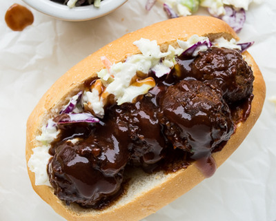 Slow Cooker BBQ Meatball Subs