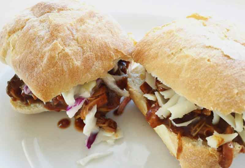 4 Ingredient Slow Cooker BBQ Chicken Sandwiches KC Masterpiece